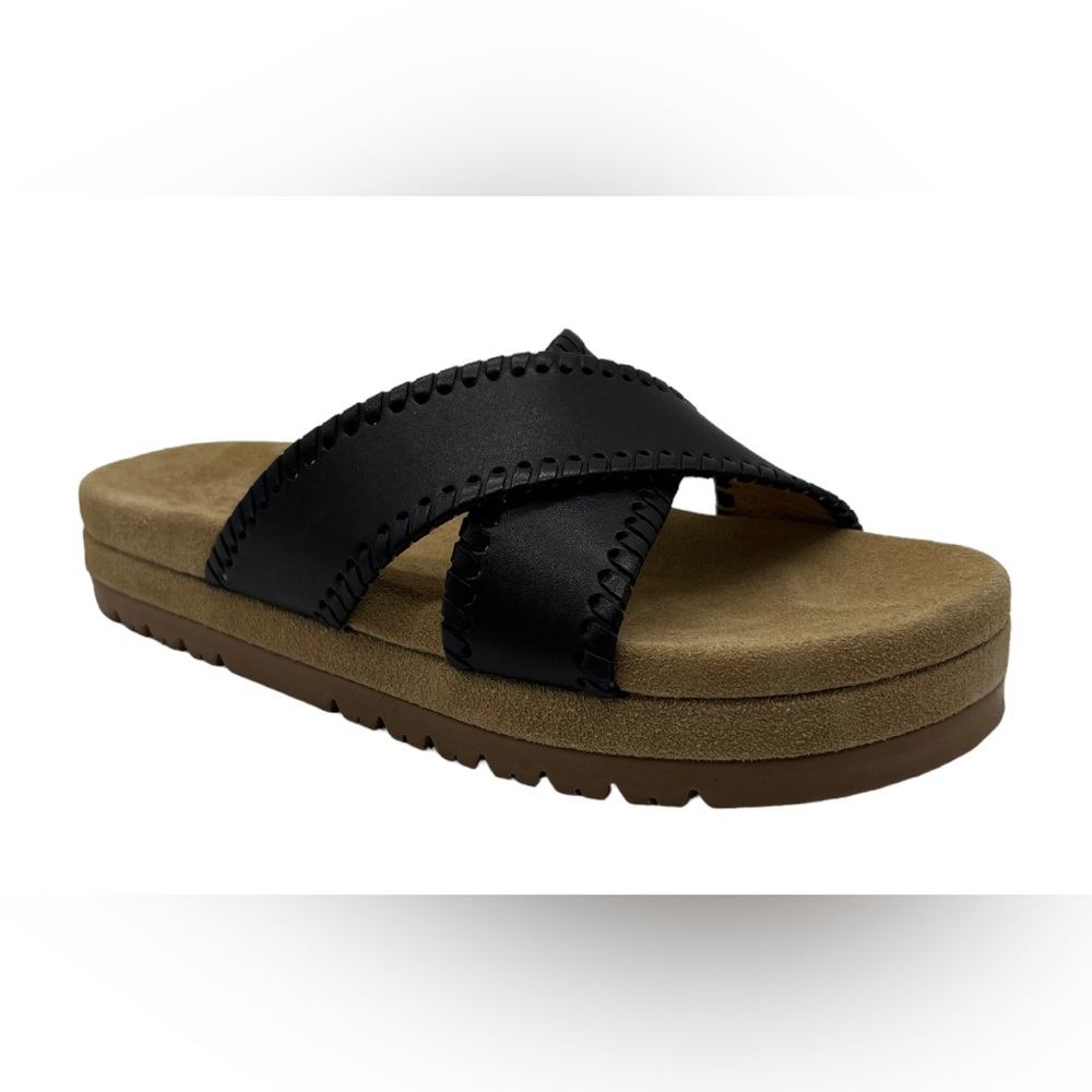 NEW JACK ROGERS Lexi Criss-Cross Sandals Black/Brown Size 6 Slip on